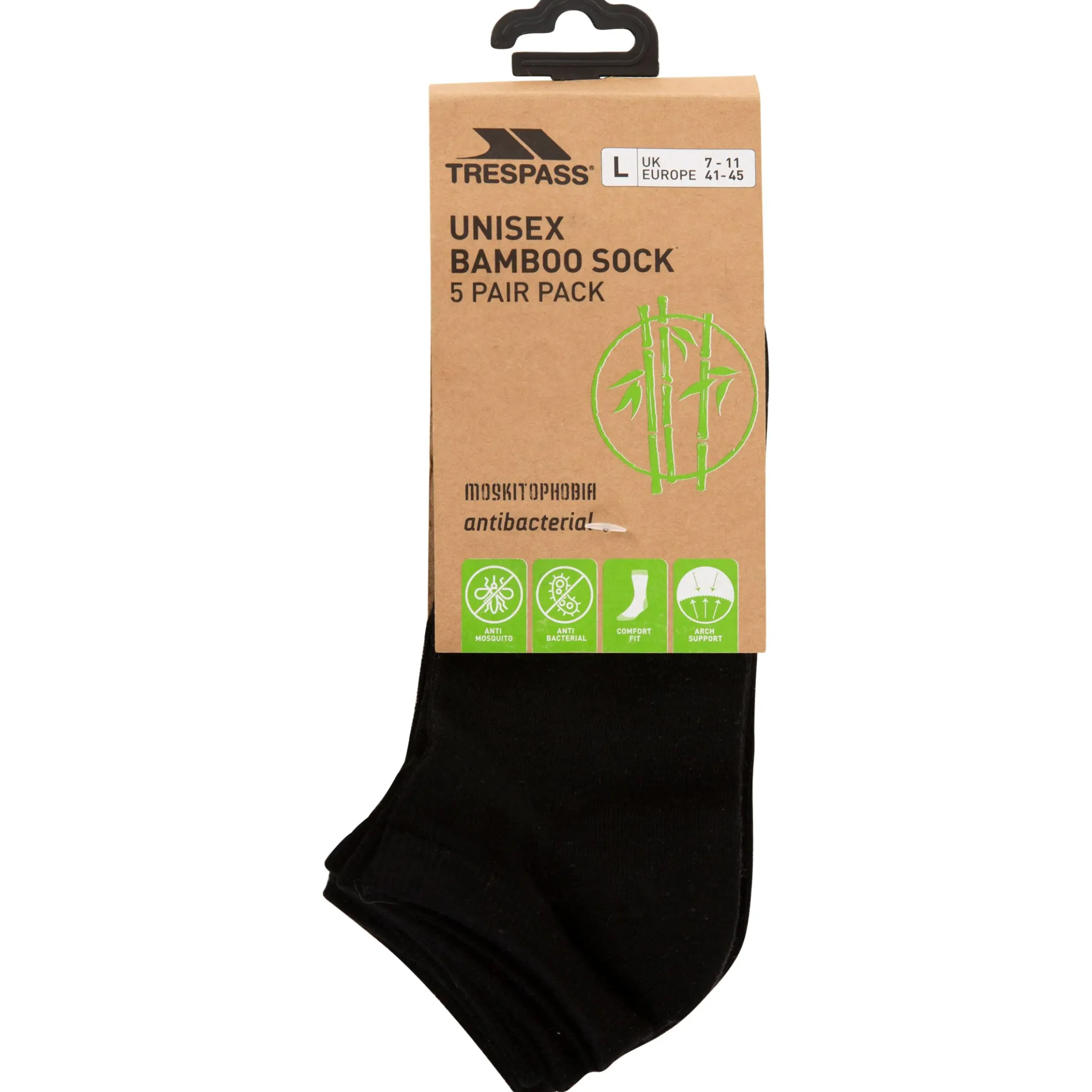 Trespass Unisex Antibacterial Trainer Socks Orbital